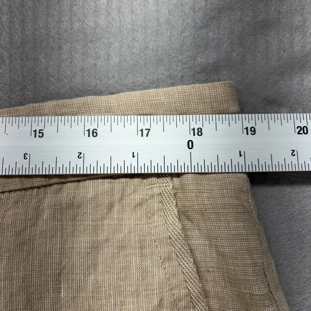 Tasso Elba Linen Pants Mens 36W 30L Beige Flat Front Straight Leg Trousers